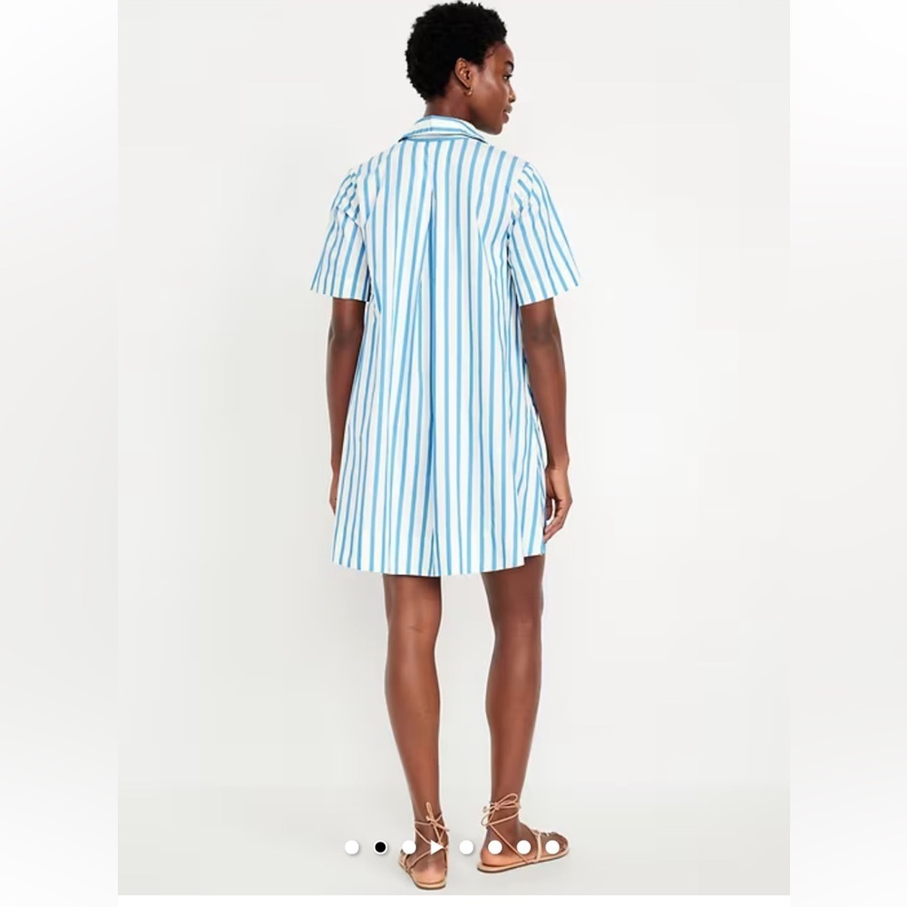 Old Navy Swing Shirtdress White blue stripe nautical short sleeve - Picture 3 of 10
